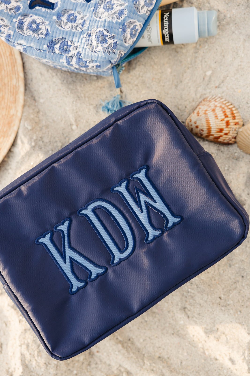 Embroidered Extra Large Nylon Pouch with Applique