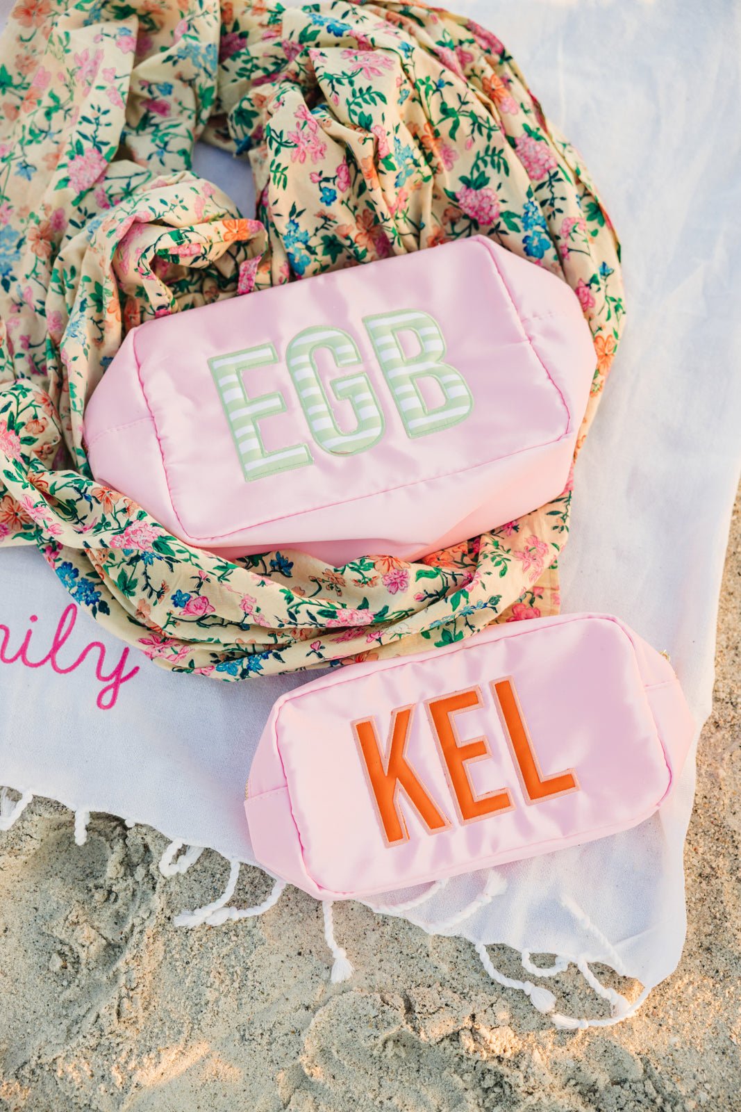 Embroidered Nylon Pouch with Applique Bundle (Large & Extra Large)