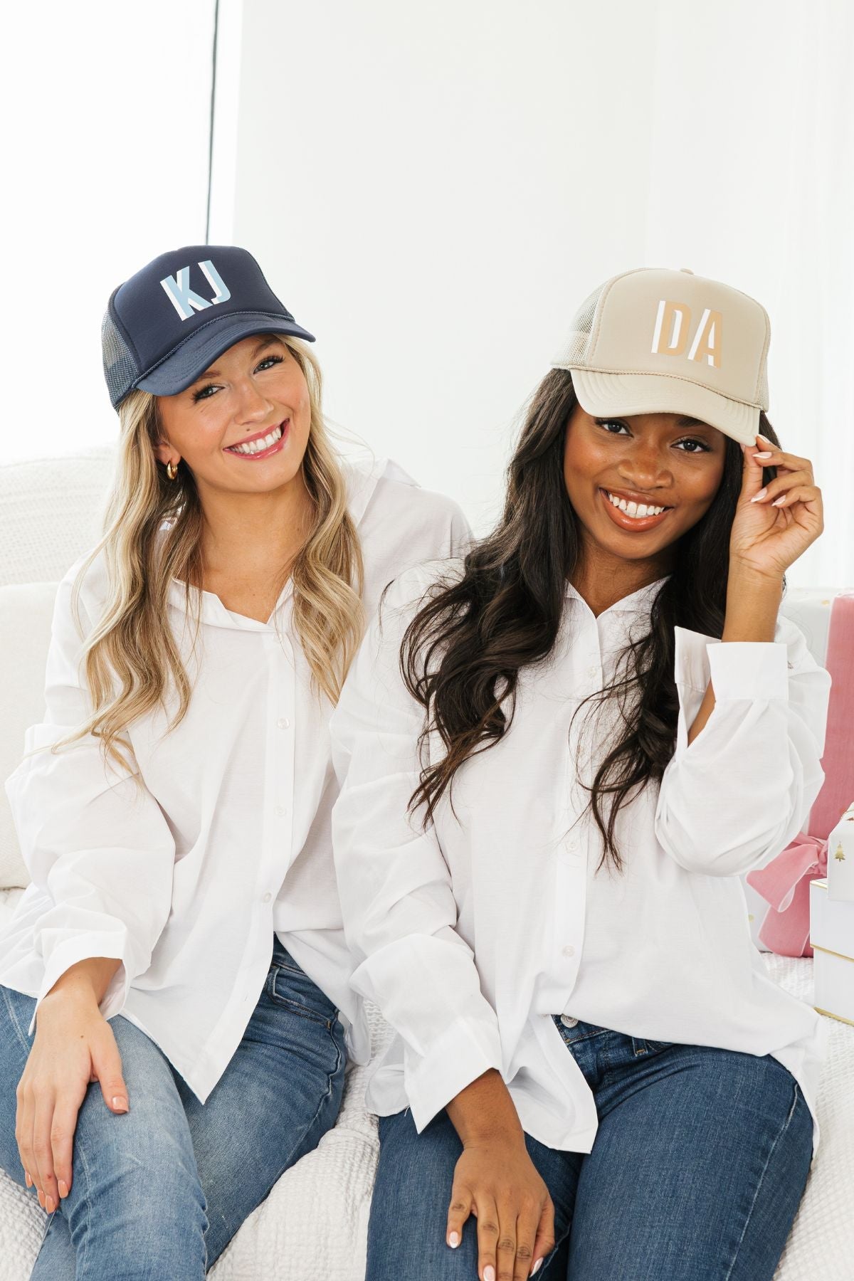 Shadow Monogram Trucker Hat - Sprinkled With Pink #bachelorette #custom #gifts