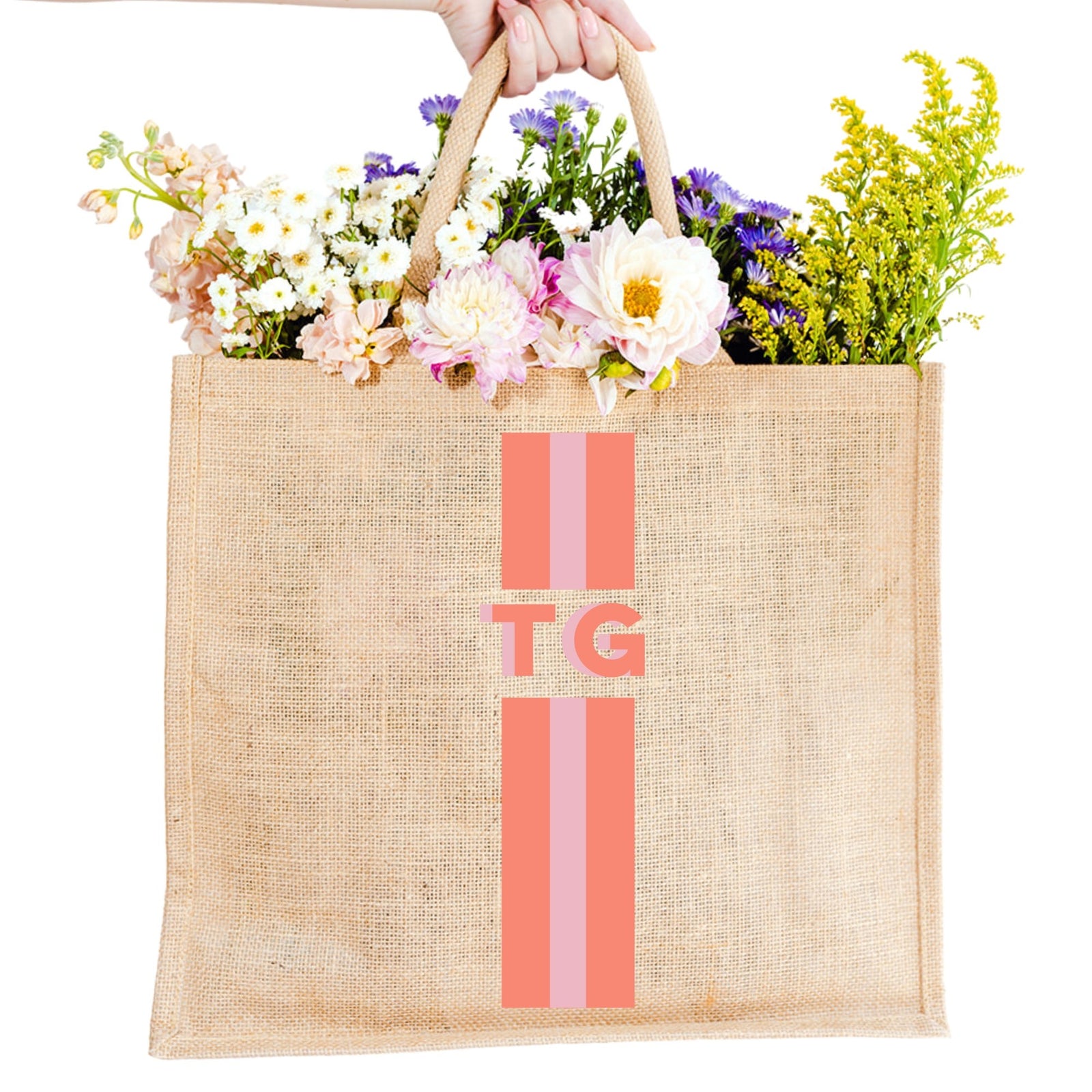 Stripe Shadow Monogram Jute Carryall