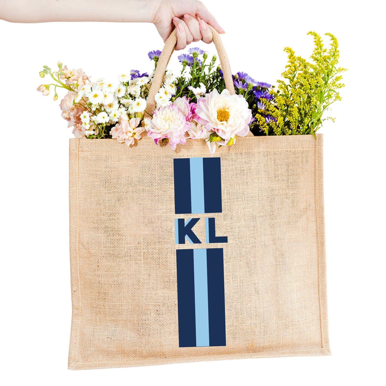 Stripe Shadow Monogram Jute Carryall