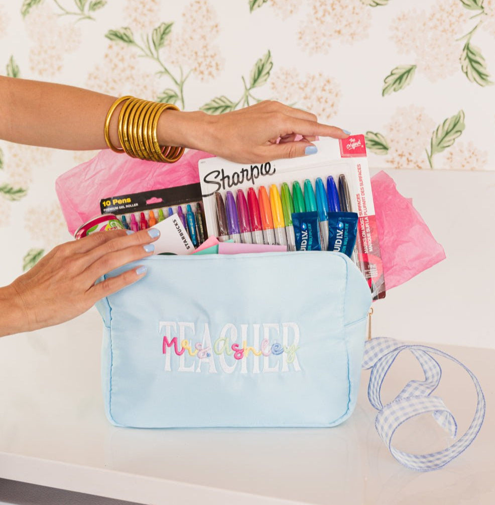 Teacher Embroidered Extra Large Nylon Pouch