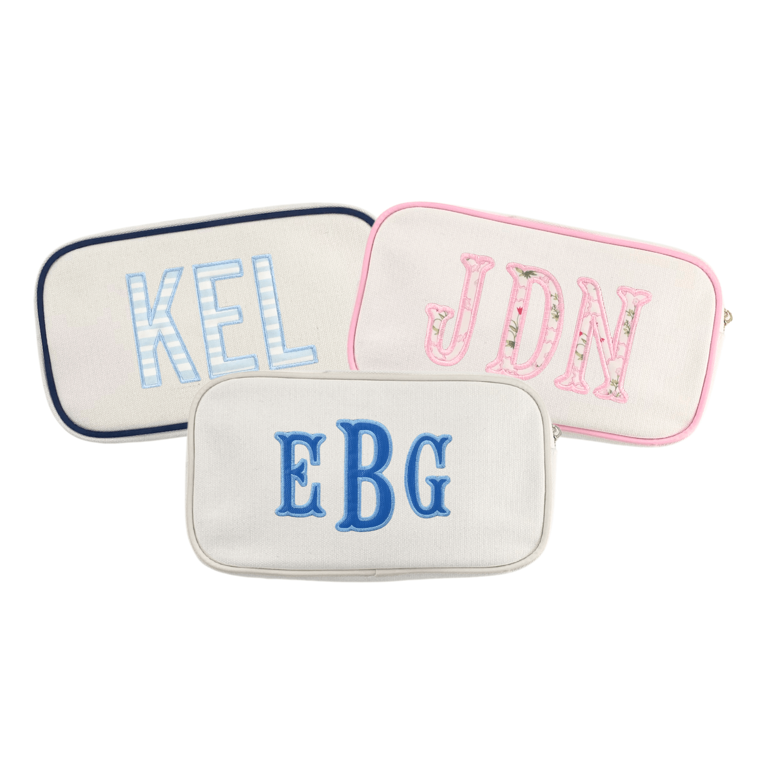 Embroidered Large Canvas Pouch with Applique