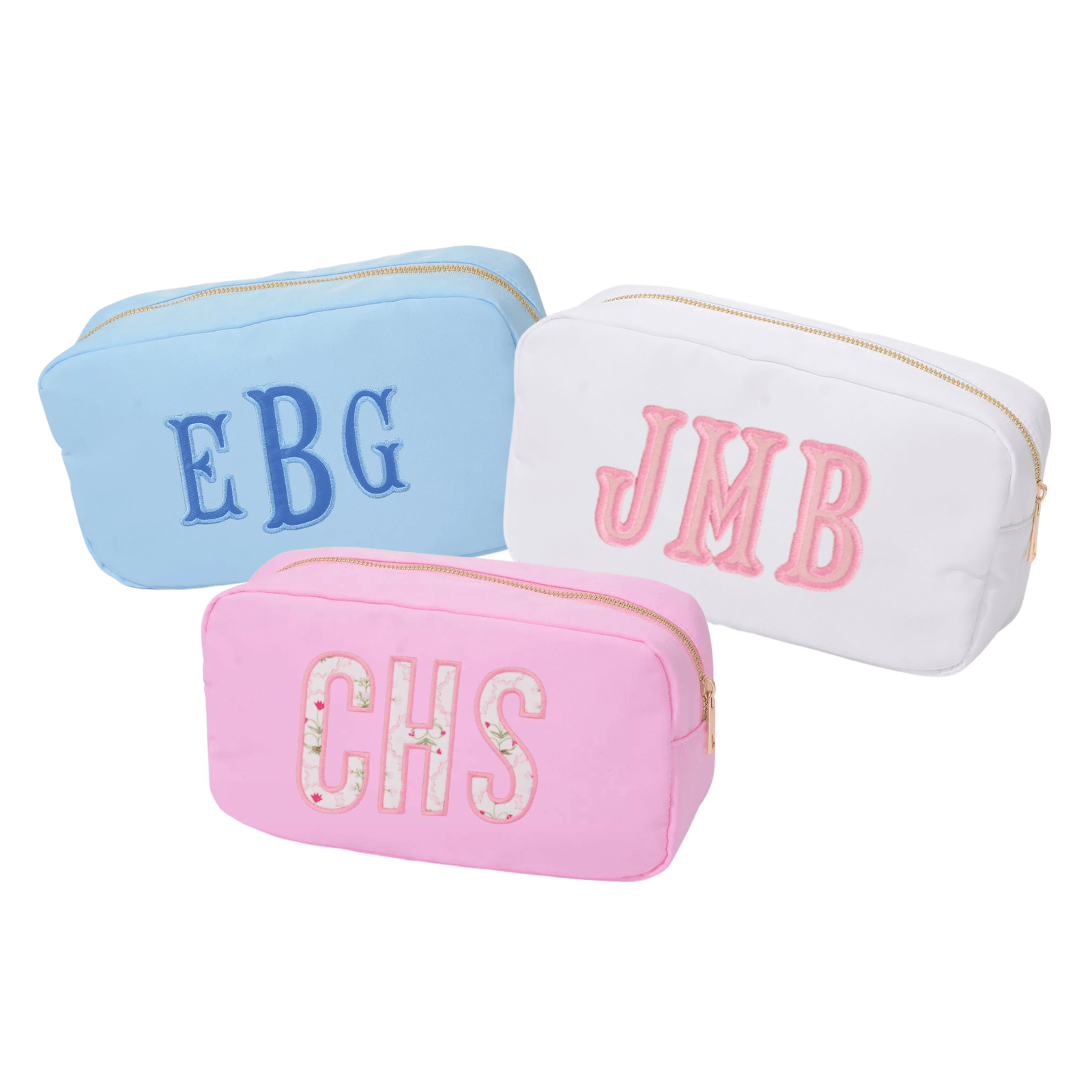 Embroidered Large Nylon Pouch with Applique