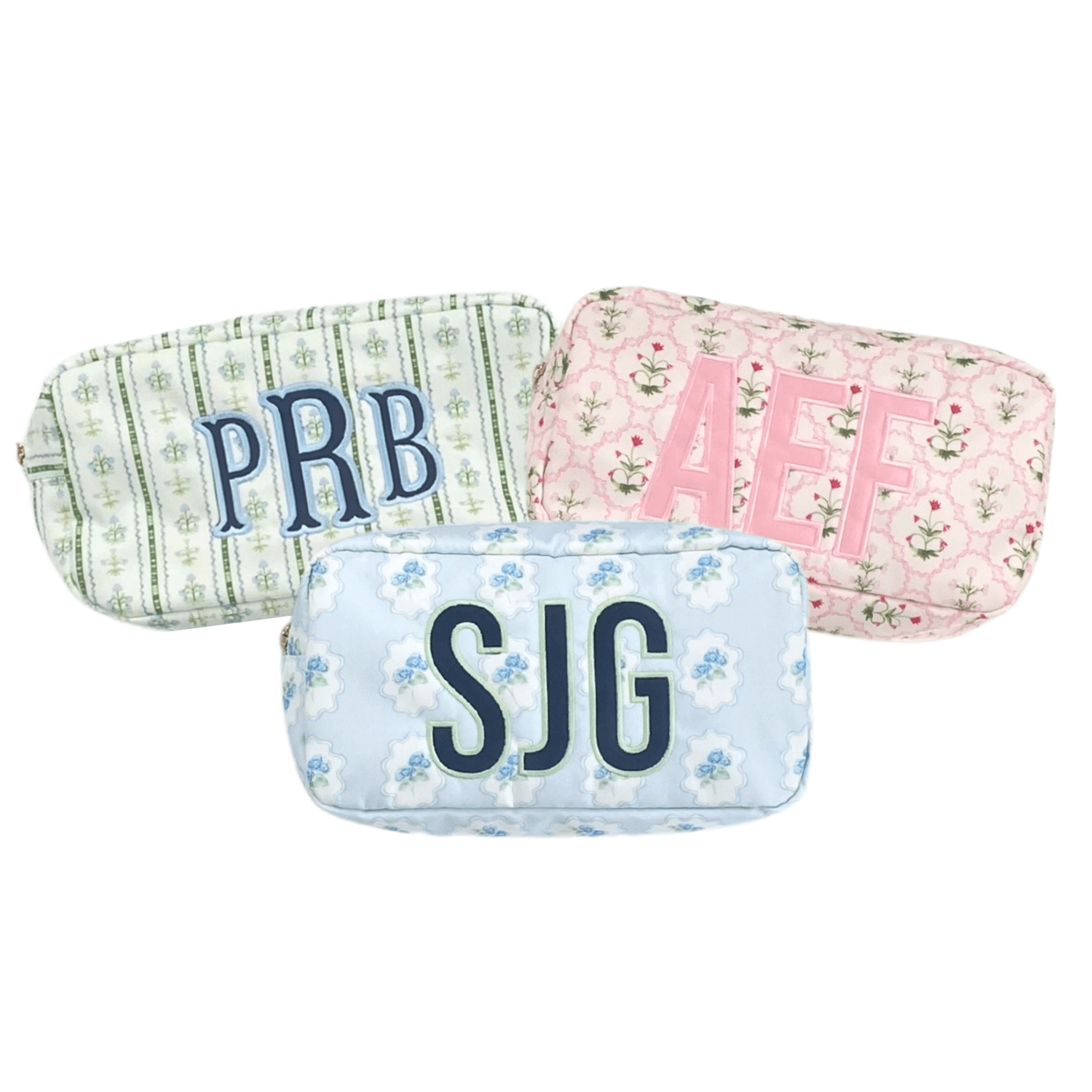 Embroidered Printed Nylon Pouch with Applique