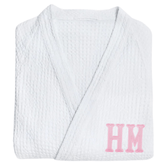 Embroidered Waffle Knit Robe with Applique
