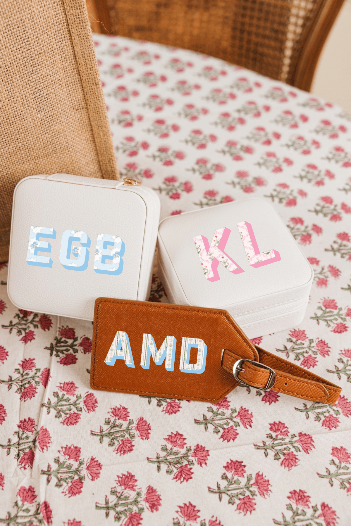 Printed Monogram Travel Jewelry Case